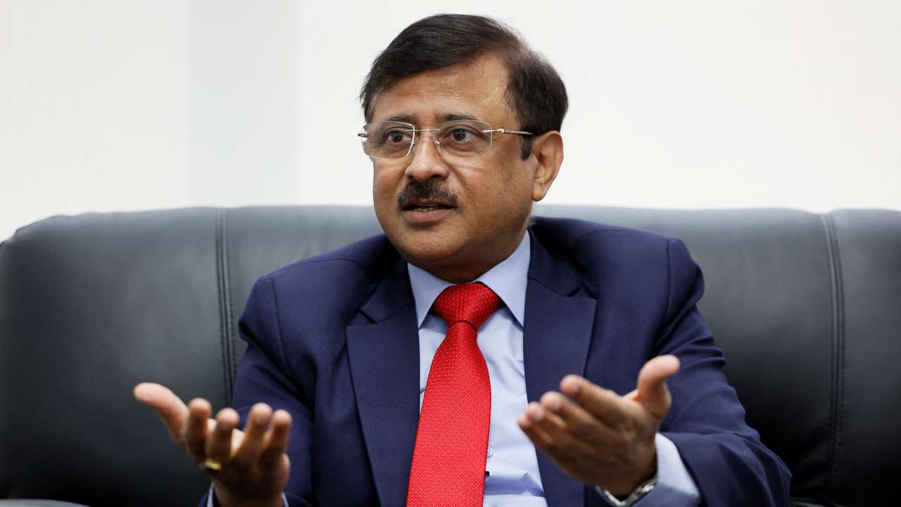High Commissioner of India to Canada Sanjay Kumar Verma gestures during an interview in Ottawa