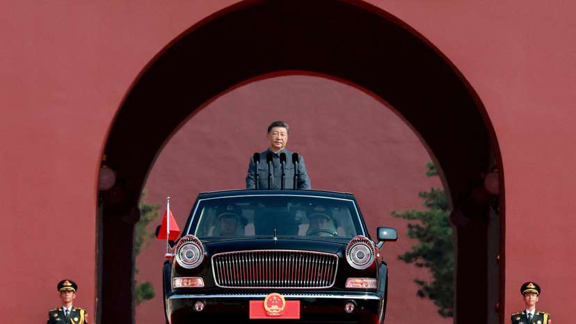 FILE PHOTO: North Korean leader Kim Jong Un and Russian President Vladimir Putin attend a military parade marking the 80th anniversary of the end of World War Two, in Beijing