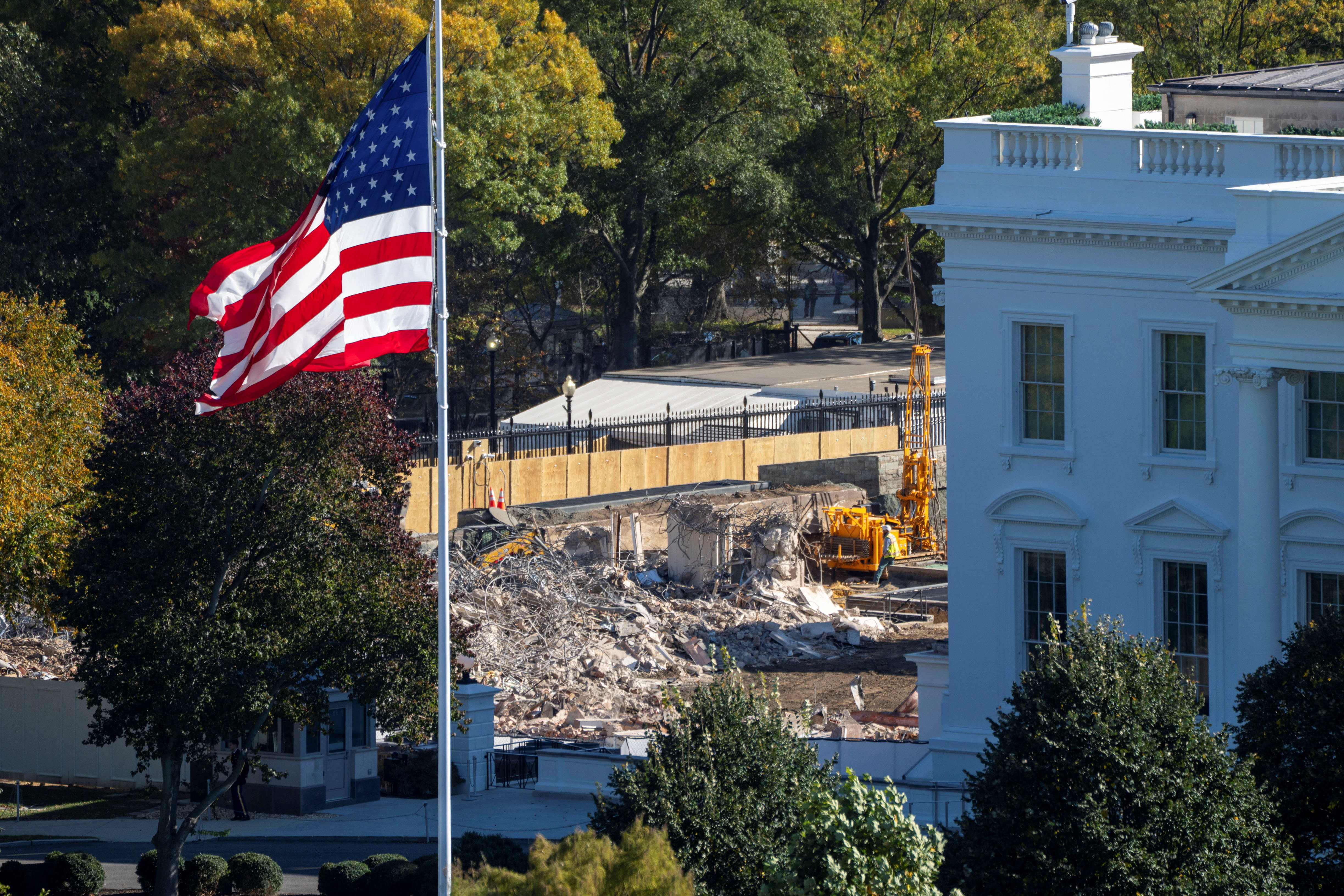 The demolition of the East Wing of the White House, in Washington