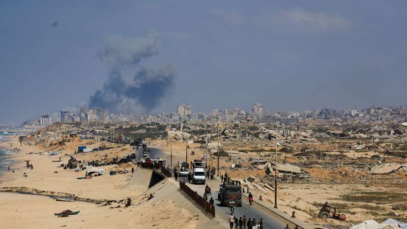 Smoke rises during an Israeli military operation in Gaza City