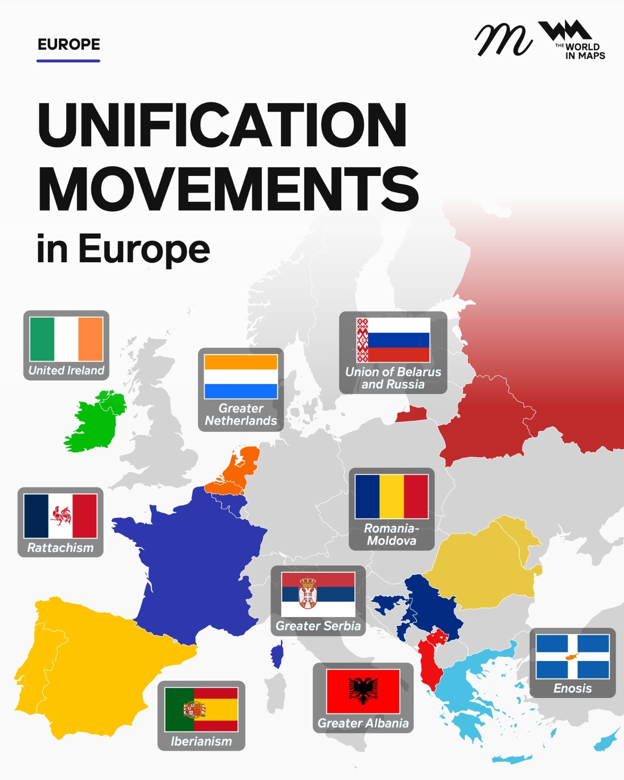 Europe’s unification movements range from Irish unity to the Russia-Belarus Union State