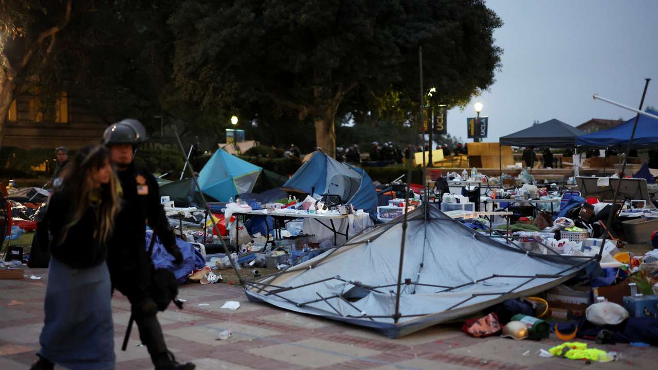 Protesters gather at the University of California Los Angeles