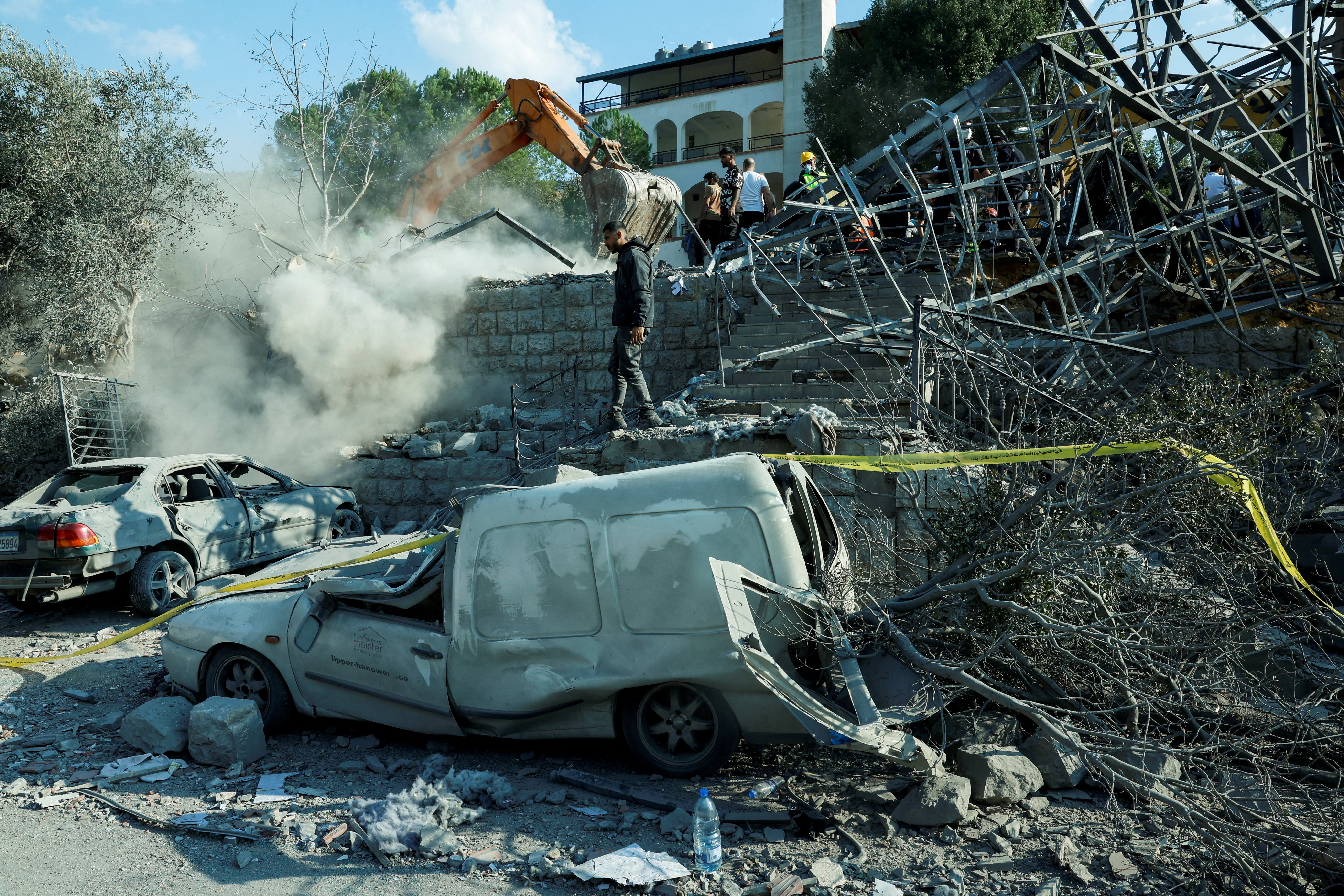 Aftermath of an Israeli strike, in the town of Almat