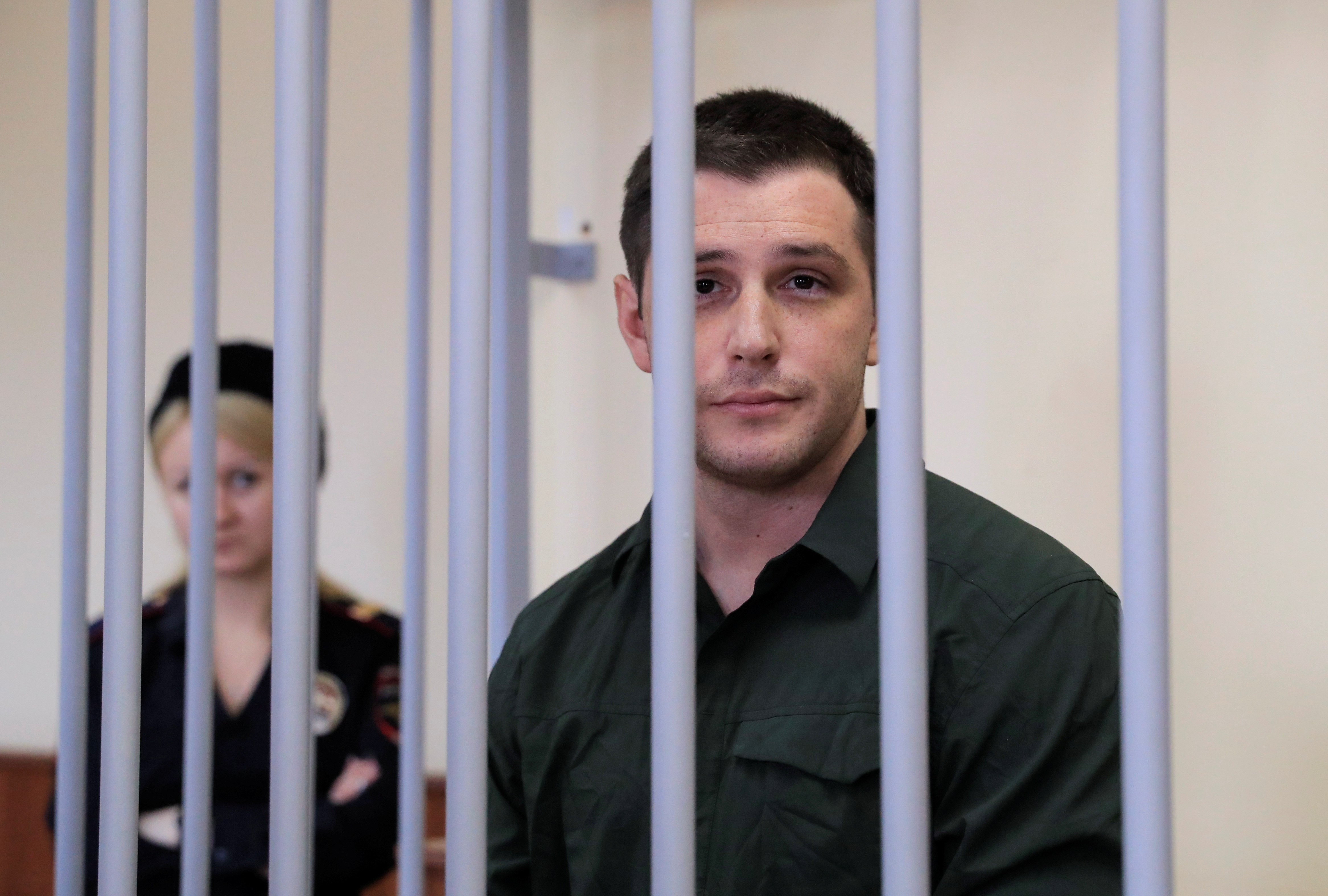 U.S. ex-Marine Reed attends a court hearing in Moscow