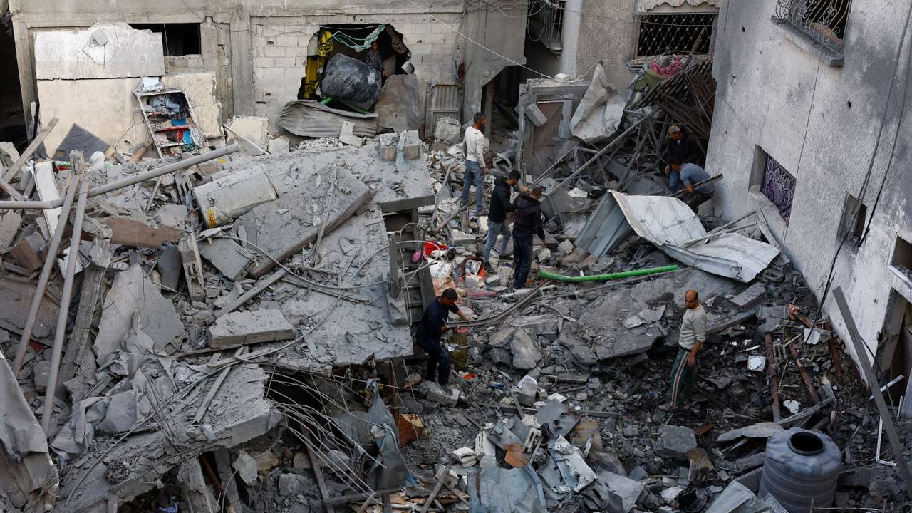 Aftermath of Saturday's Israeli strike in the Central Gaza Strip