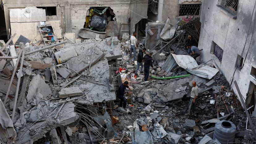 Aftermath of Saturday's Israeli strike in the Central Gaza Strip