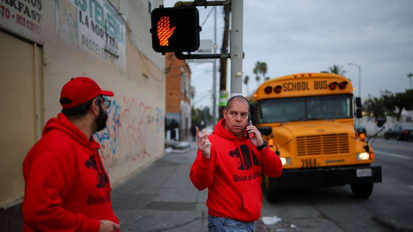 Immigrant rights advocacy volunteers patrol streets for ICE activity in Los Angeles