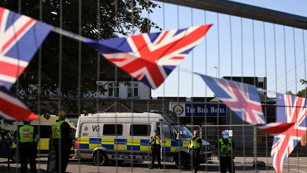 Protesters gather at migrant hotels in cities across Britain