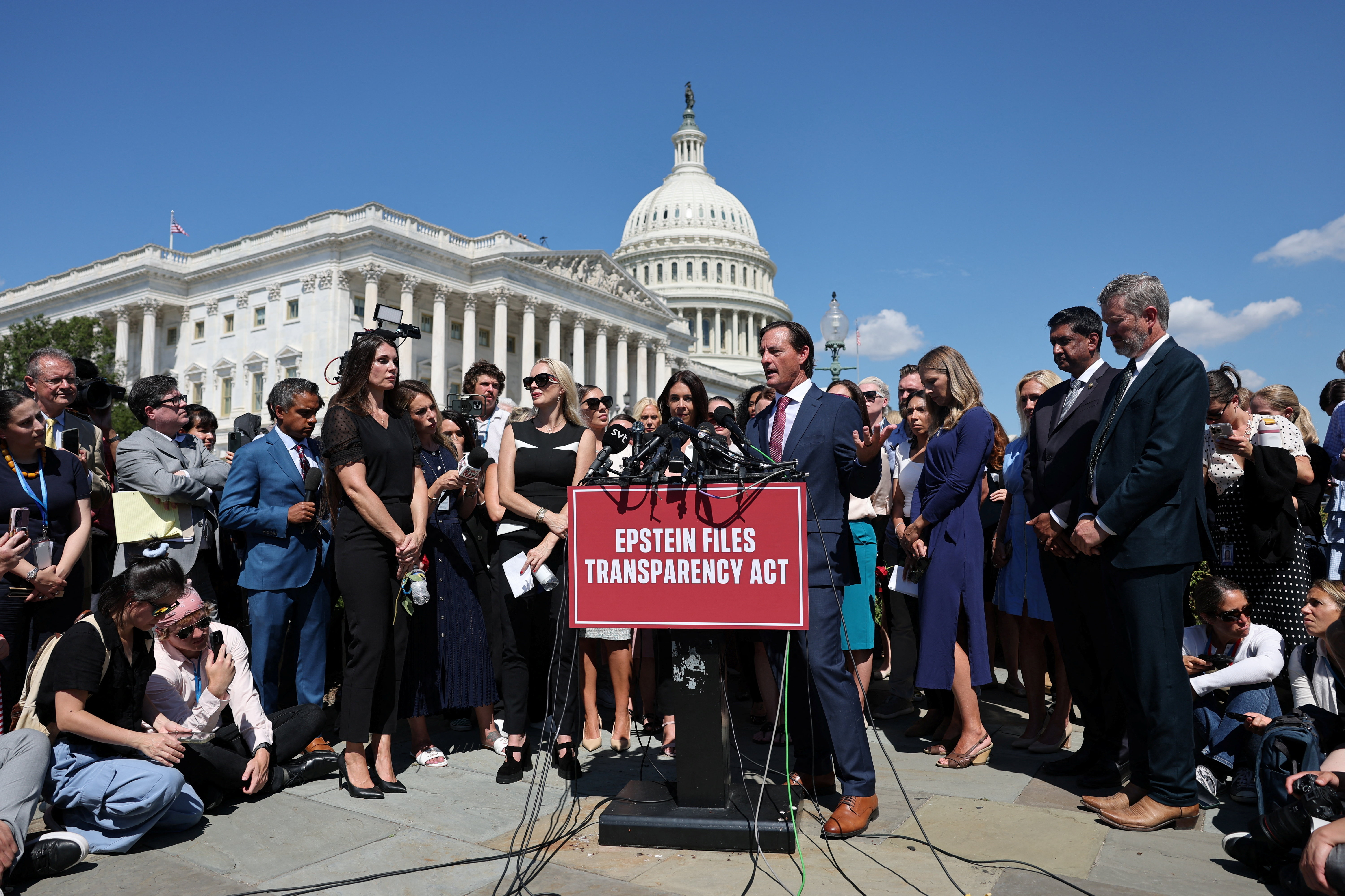 Members of U.S. Congress and Epstein victims hold press conference in Washington