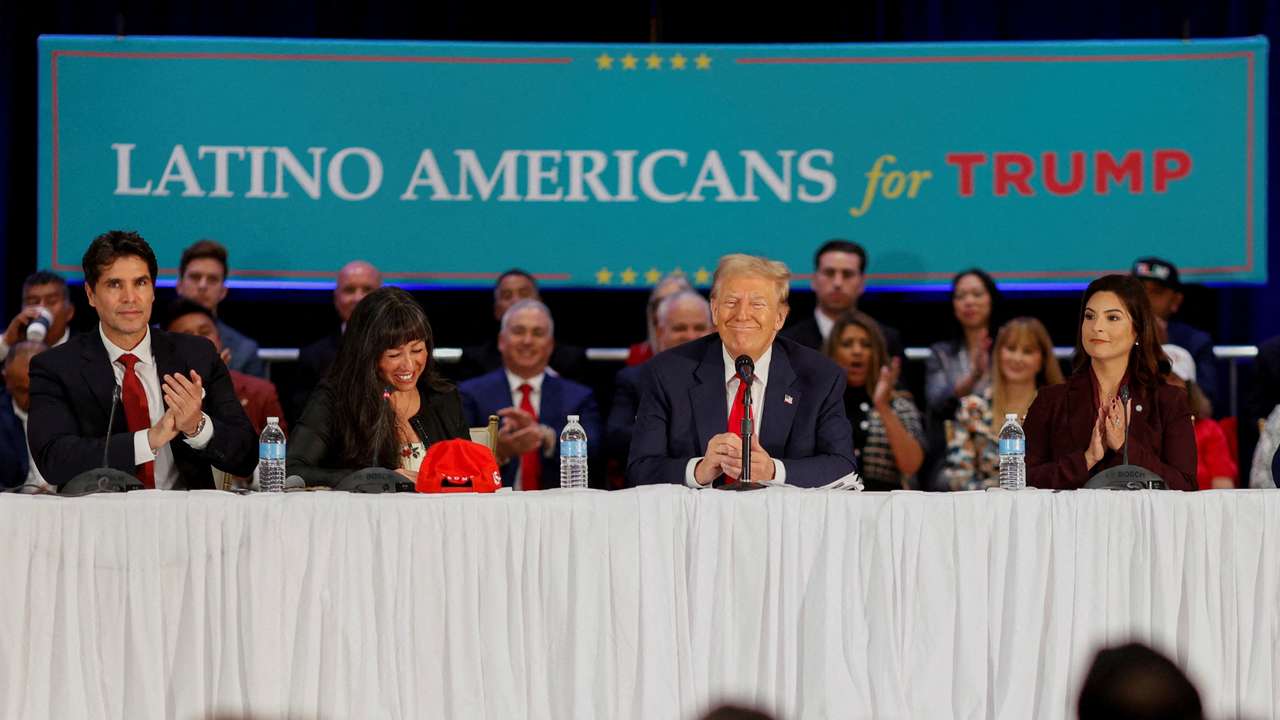 FILE PHOTO: Republican presidential nominee and former U.S. President Trump participates in a roundtable discussion with Latino community leaders in Doral