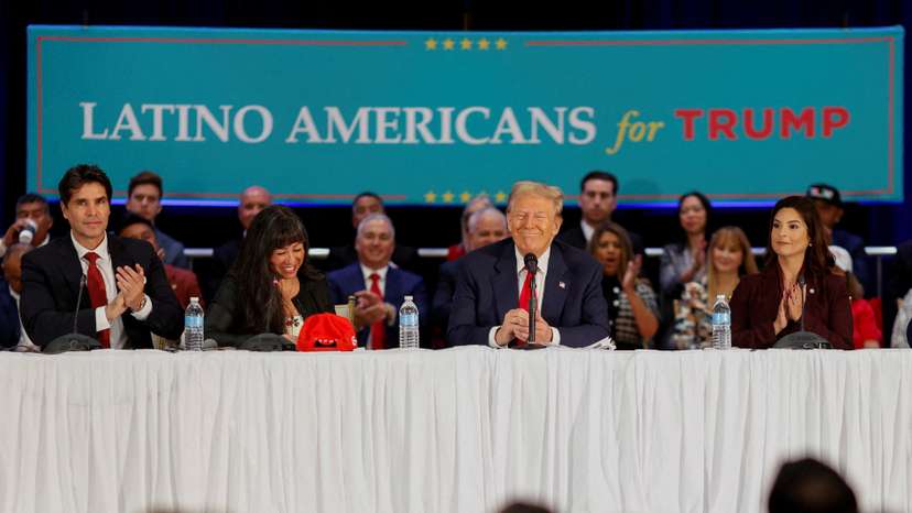FILE PHOTO: Republican presidential nominee and former U.S. President Trump participates in a roundtable discussion with Latino community leaders in Doral