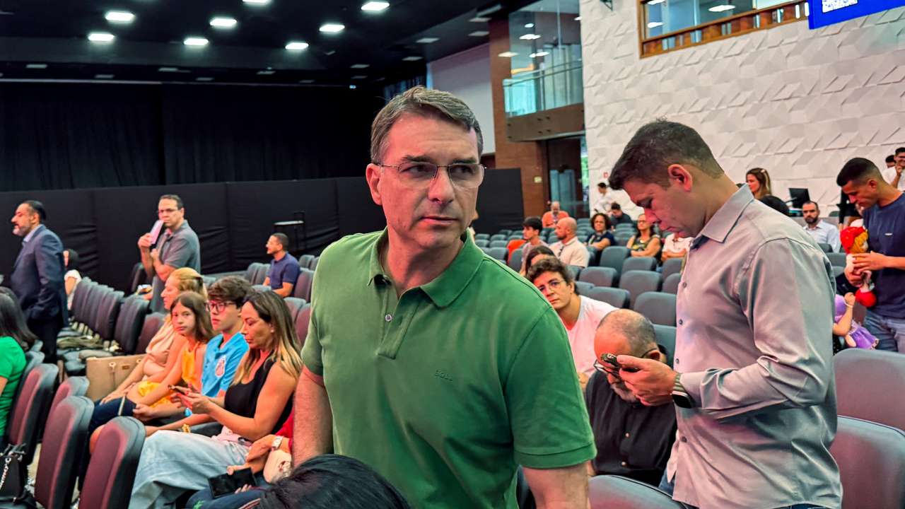 Senator Flavio Bolsonaro, Brazil's former President Jair Bolsonaro's son, attends a worship service, in Brasilia