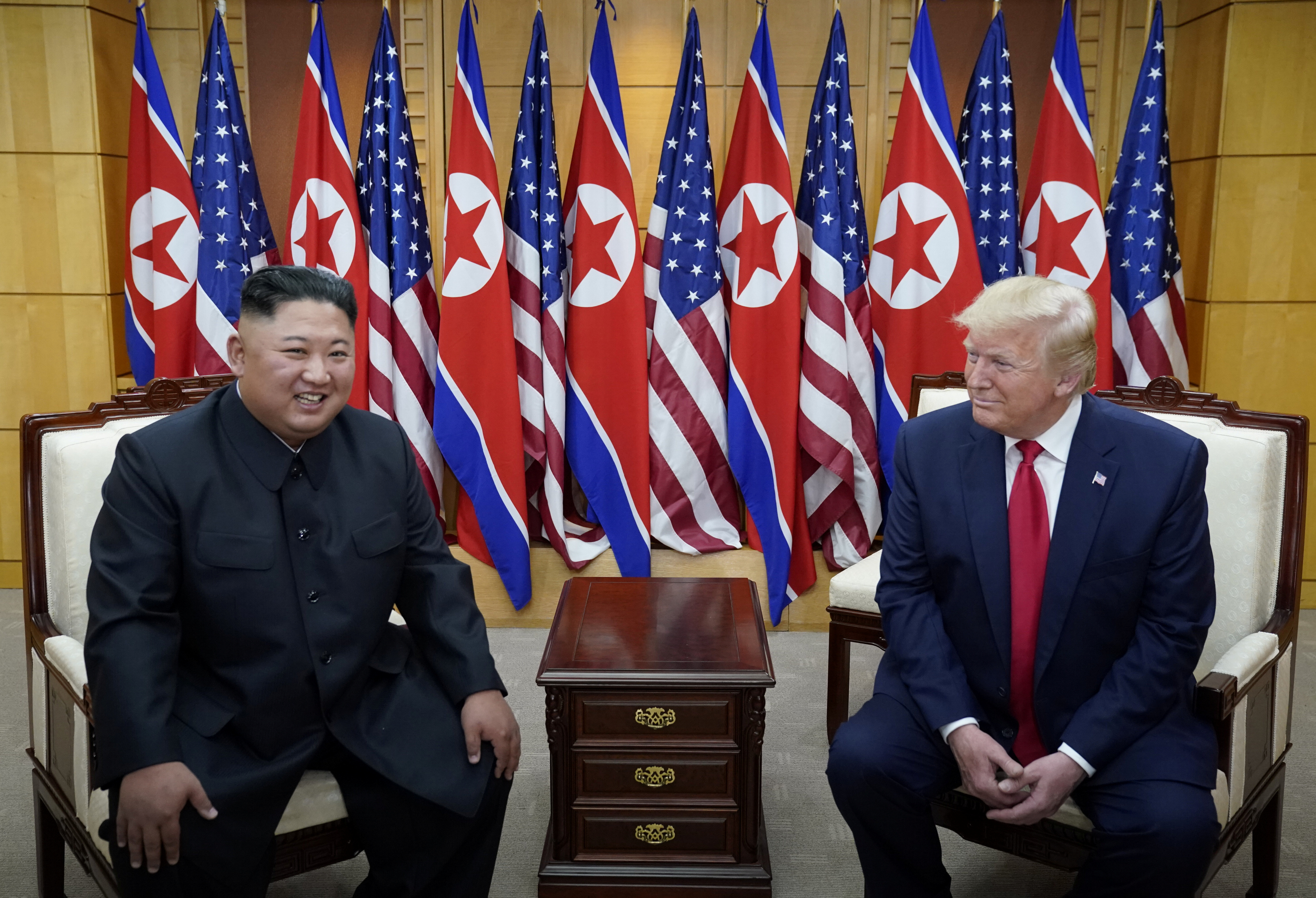 U.S. President Trump and North Korean leader Kim Jong Un meet at the Korean Demilitarized Zone