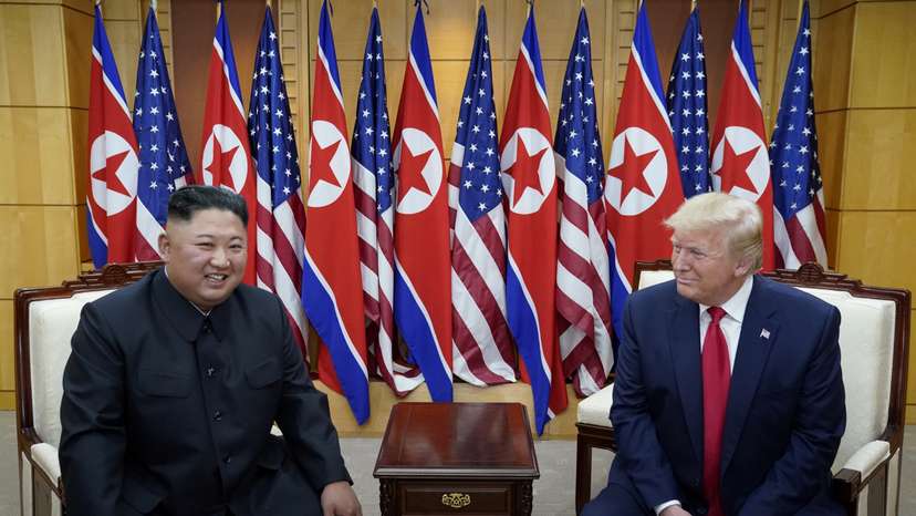 U.S. President Trump and North Korean leader Kim Jong Un meet at the Korean Demilitarized Zone