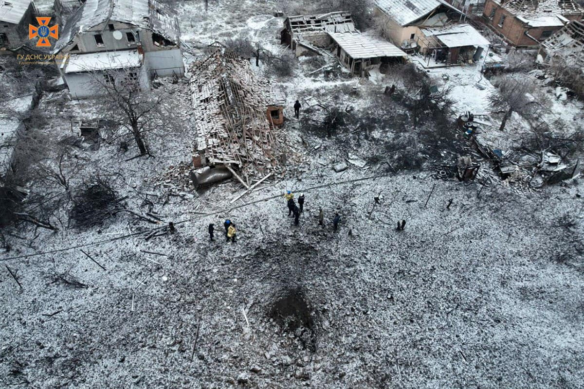Aftermath of a Russian missile attack in Dnipropetrovsk region