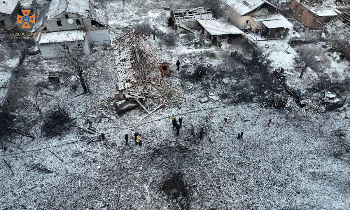 Aftermath of a Russian missile attack in Dnipropetrovsk region