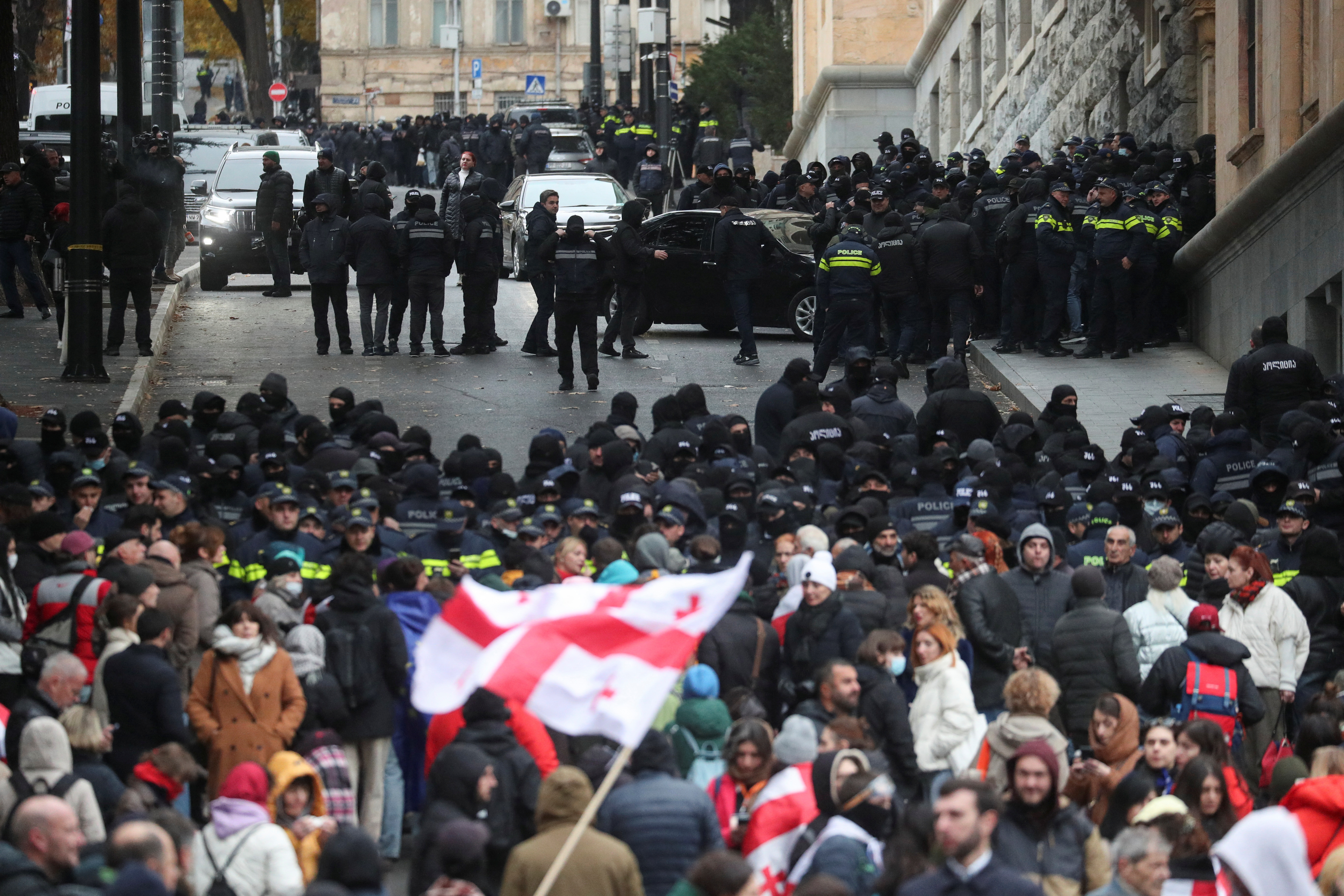Opposition protest against results of Georgia's parliamentary election in Tbilisi