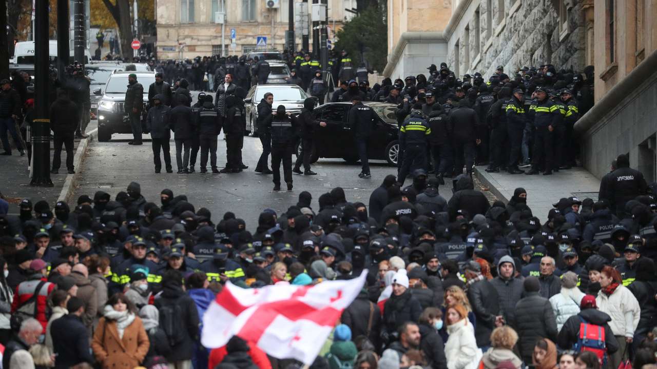 Opposition protest against results of Georgia's parliamentary election in Tbilisi