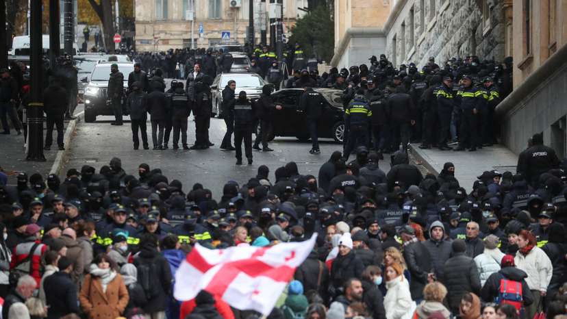 Opposition protest against results of Georgia's parliamentary election in Tbilisi