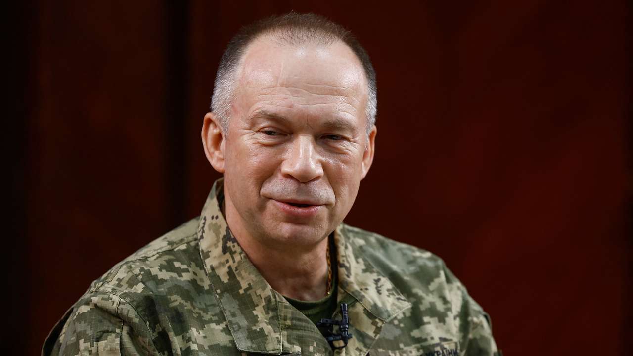Commander of the Ukrainian Ground Forces Syrskyi attends an in interview with Reuters in Kharkiv region