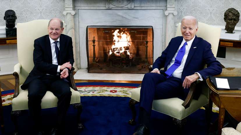 U.S. President Joe Biden and German Chancellor Olaf Scholz meet in Washington