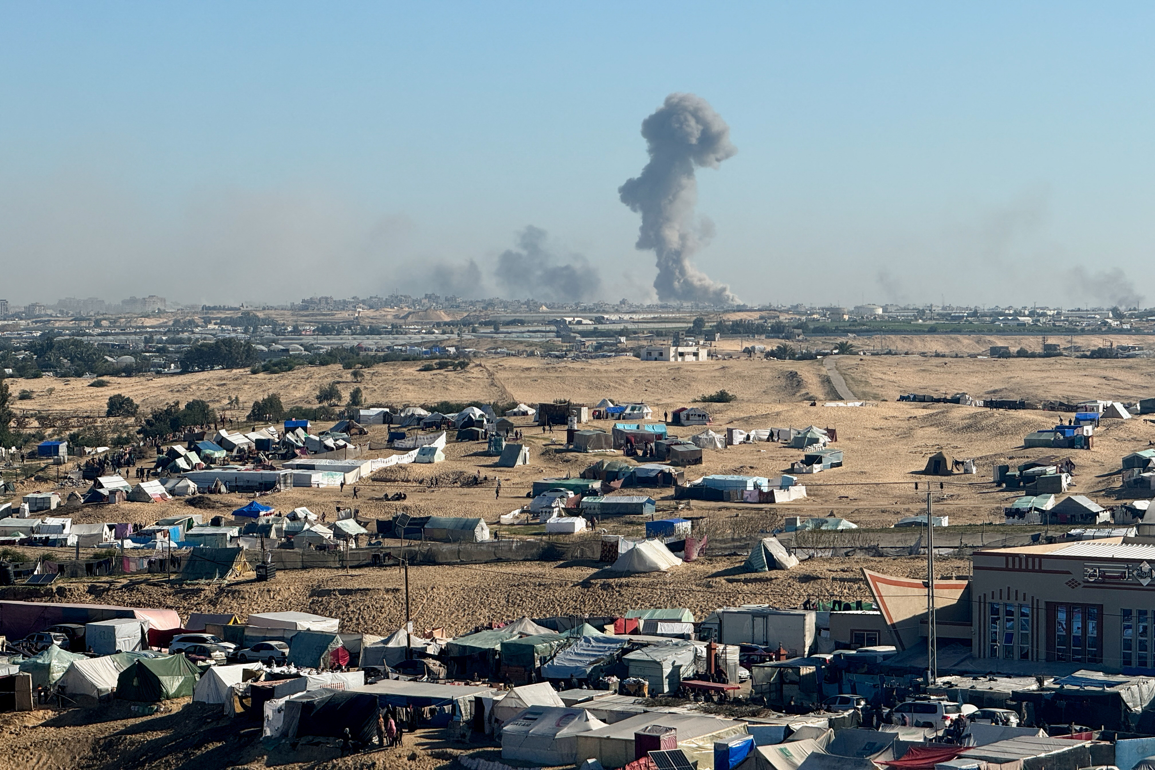Smoke rises during Israeli ground operation in Gaza Strip