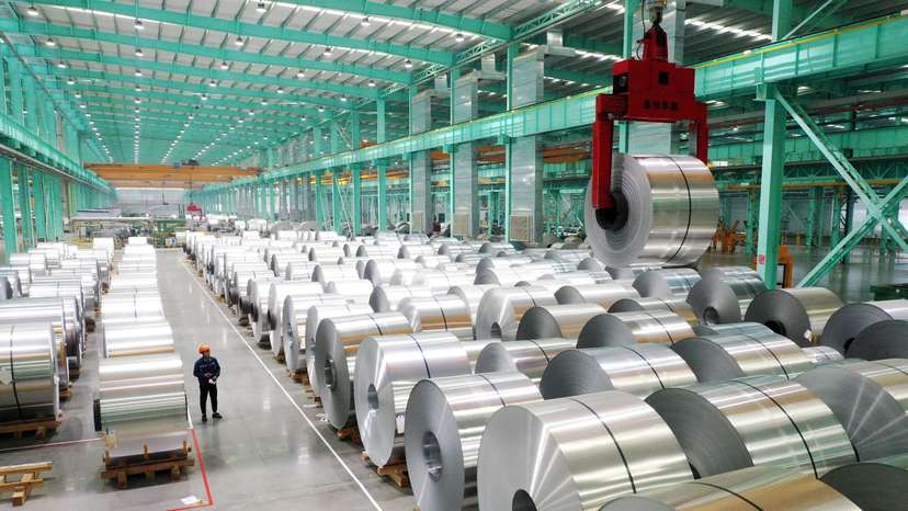 Aluminium products at a factory in Huaibei