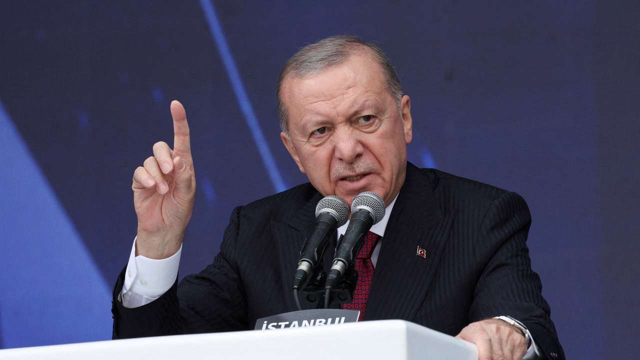 FILE PHOTO: Turkish President Erdogan speaks during a ceremony in Istanbul