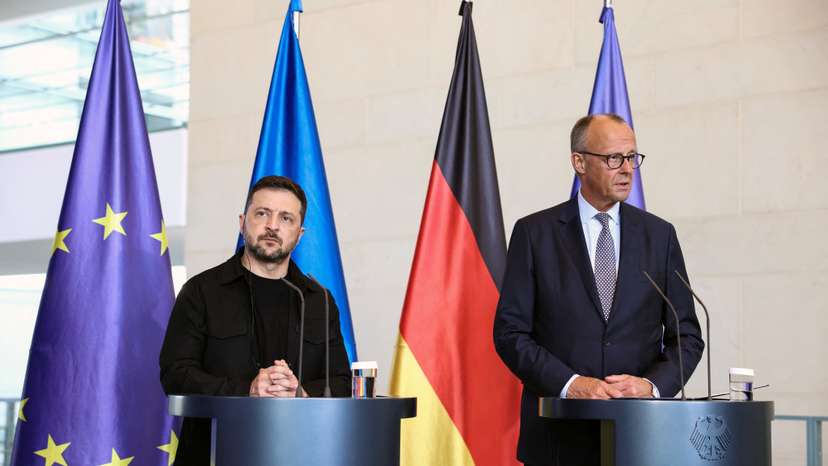 German Chancellor Merz speaks to the media, in Berlin
