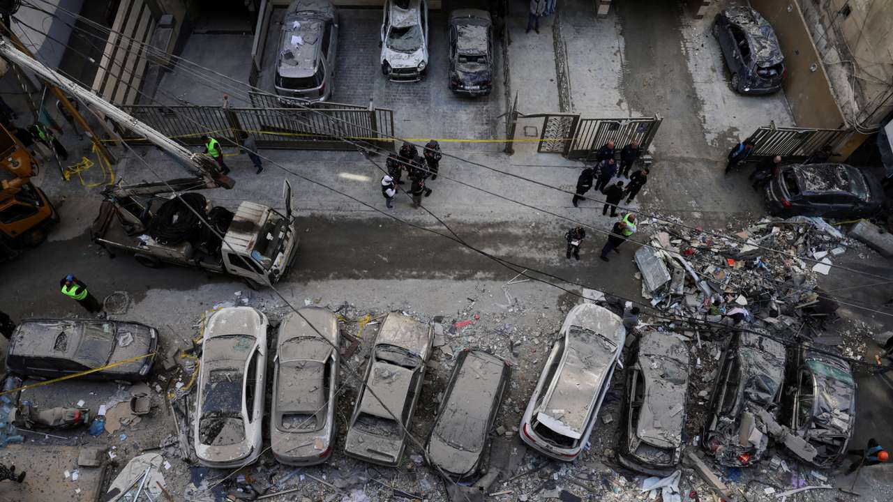 Aftermath of an Israeli strike, in central Beirut