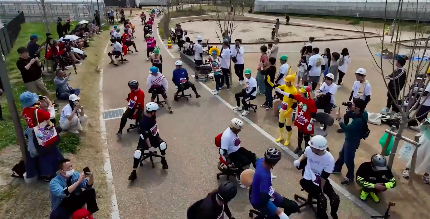 Office chair racing in Japan