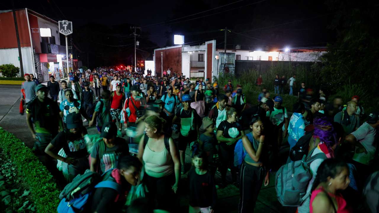 Migrant caravan continues on its way to the U.S. and Mexico border, in Huixtla