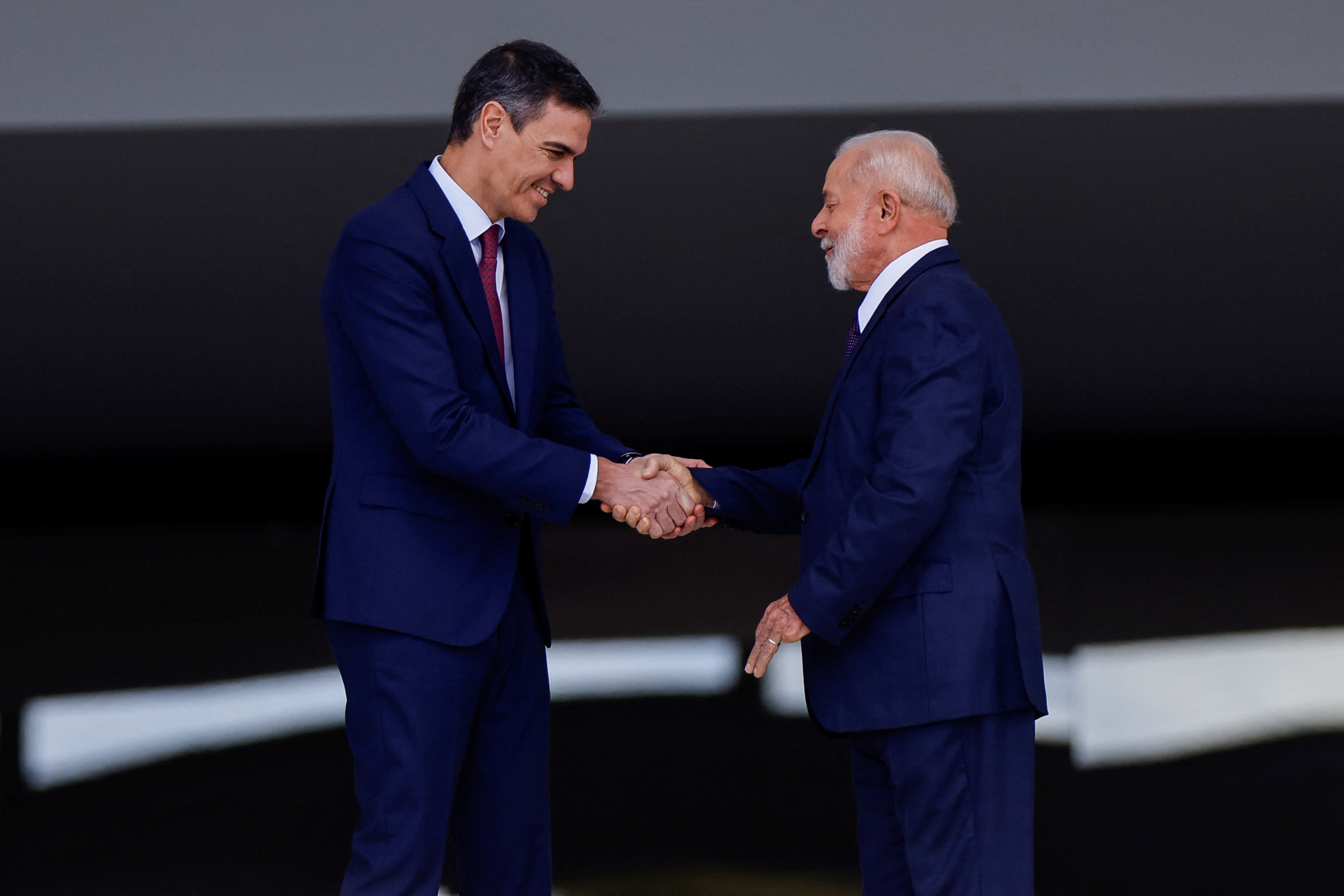 Brazil's President Lula meets Spain's Prime Minister Sanchez at the Planalto Palace in Brasilia