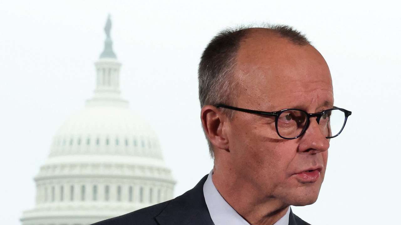 German Chancellor Friedrich Merz holds a press conference following his meeting with U.S. President Donald Trump in Washington