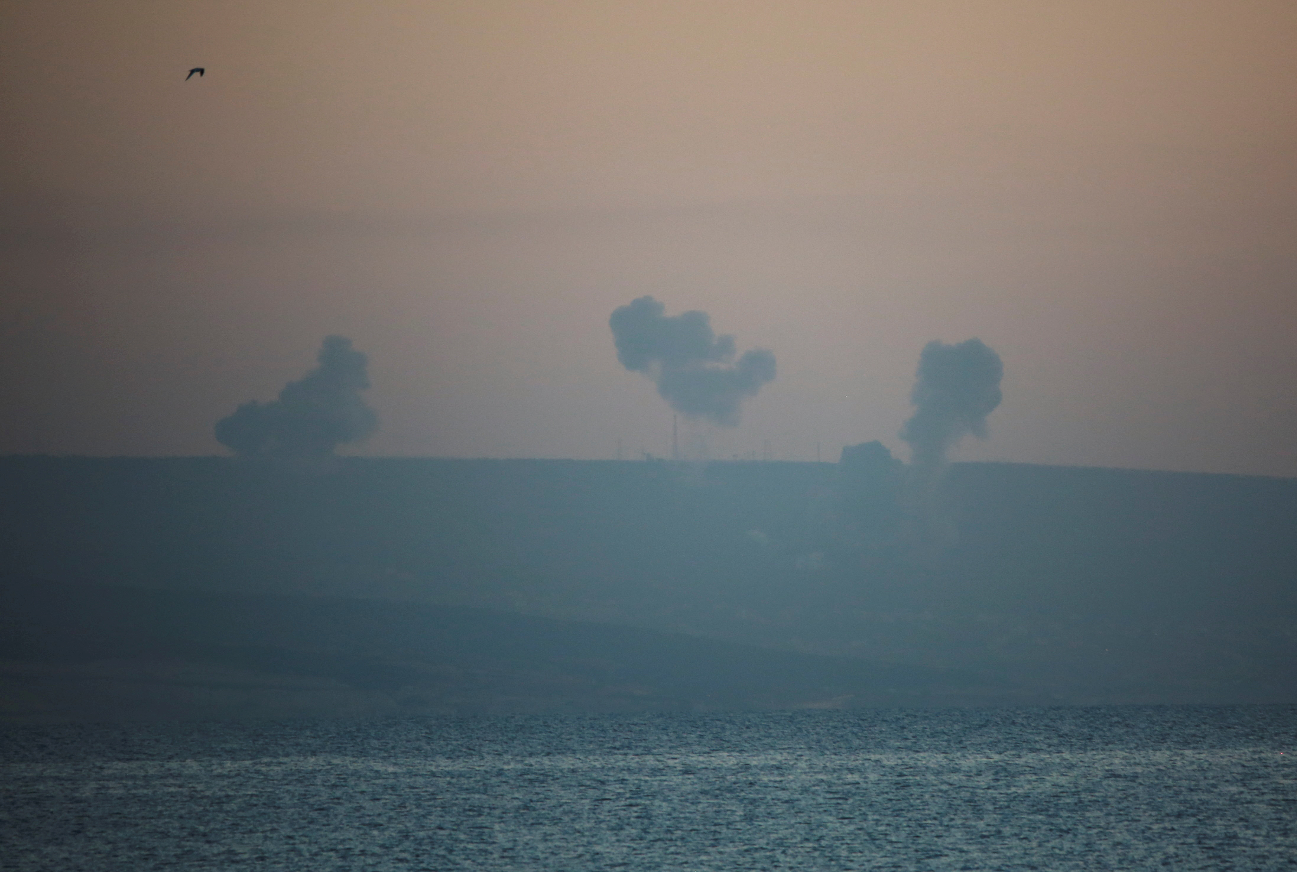 FILE PHOTO: Smoke rises in Lebanon, as seen from Tyre