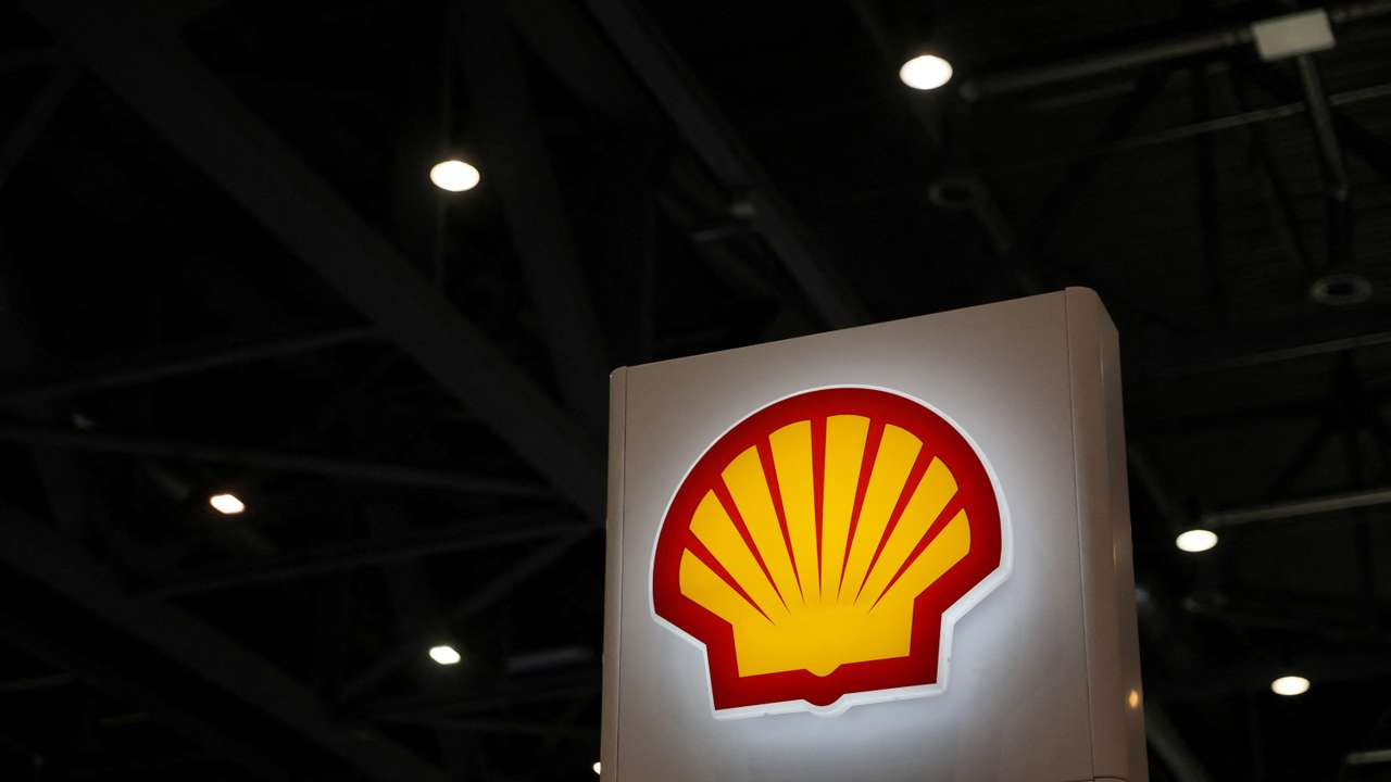 FILE PHOTO: A Shell logo is pictured during the European Business Aviation Convention & Exhibition in Geneva
