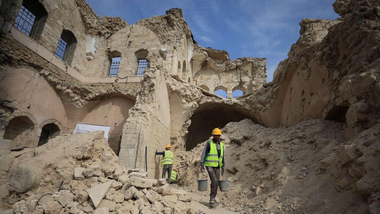 Gaza works on restoring damaged historical sites after two years of war in Gaza City