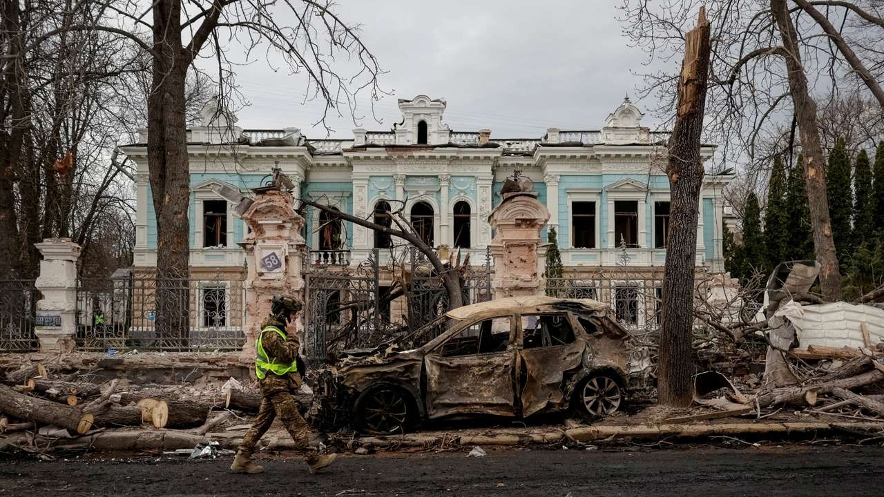 FILE PHOTO: Aftermath of a Russian missile attack in Sumy