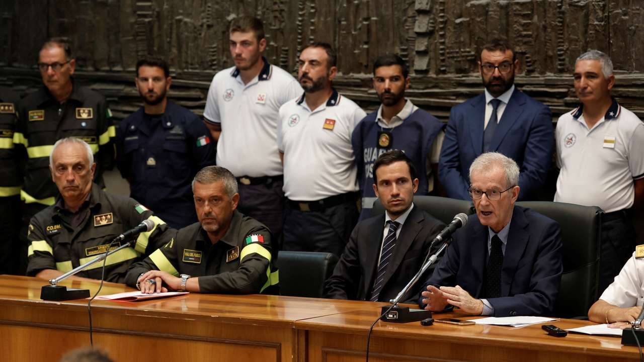 Chief of the public prosecutor's office of Termini Imerese, Ambrogio Cartosio holds a press conference at the court in Termini Imerese, near Palermo