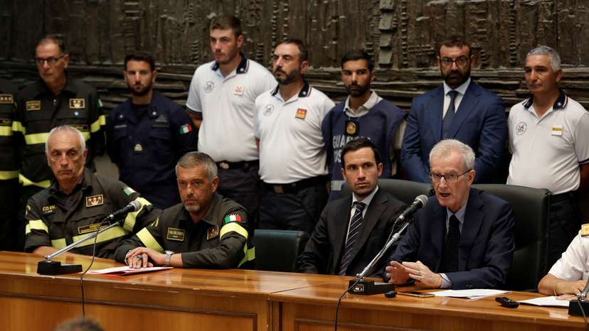 Chief of the public prosecutor's office of Termini Imerese, Ambrogio Cartosio holds a press conference at the court in Termini Imerese, near Palermo
