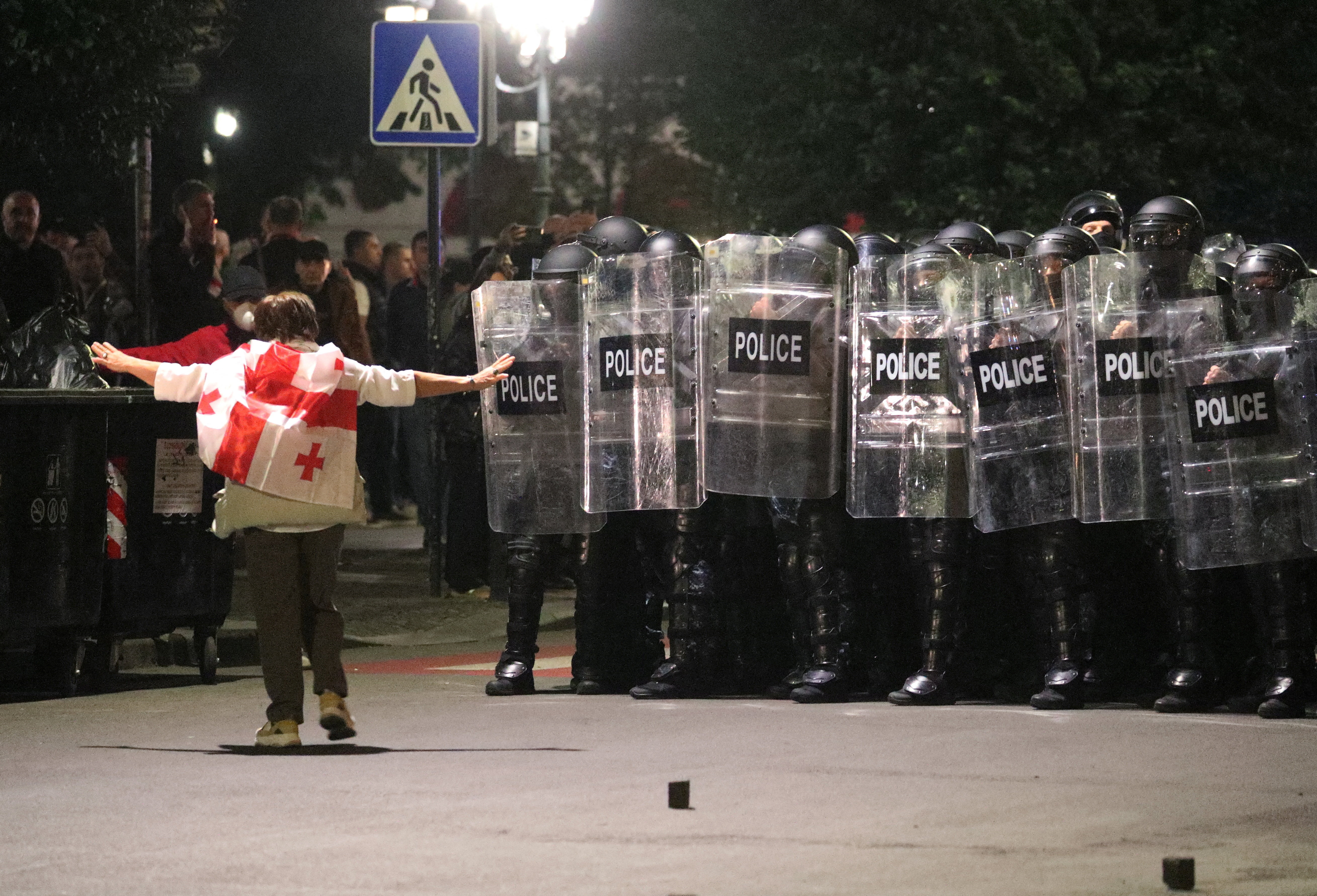 Opposition supporters hold a rally on the day of local elections in Tbilisi