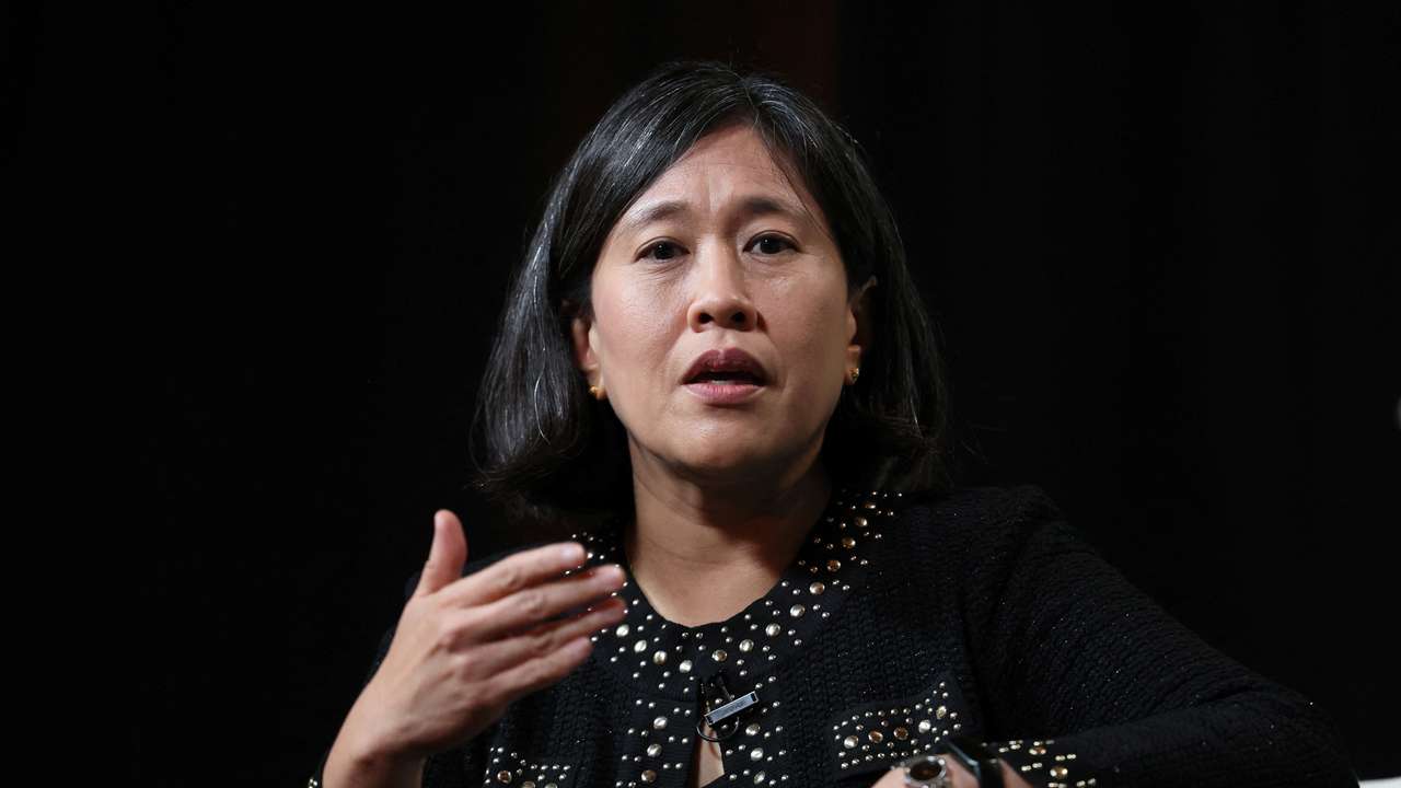 U.S. Trade Representative Katherine Tai speaks during the Axios BFD event in New York