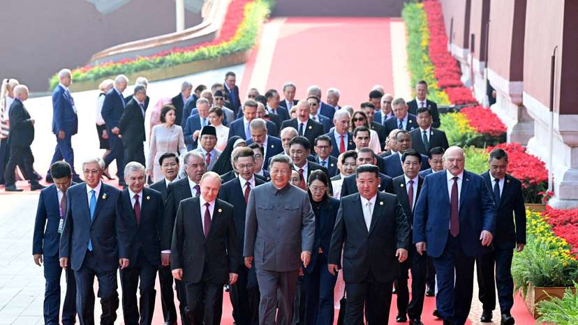 North Korean leader Kim Jong Un and Russian President Vladimir Putin attend a military parade marking the 80th anniversary of the end of World War Two, in Beijing