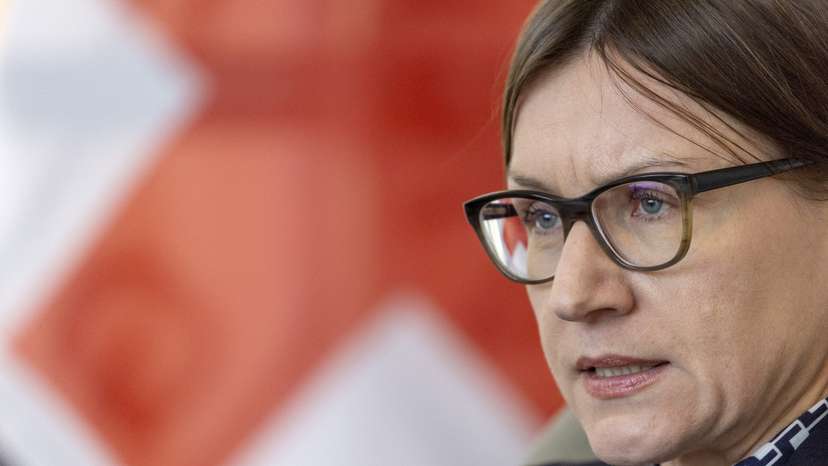 FILE PHOTO: Red Cross President Spoljaric Egger attends a briefing in Geneva