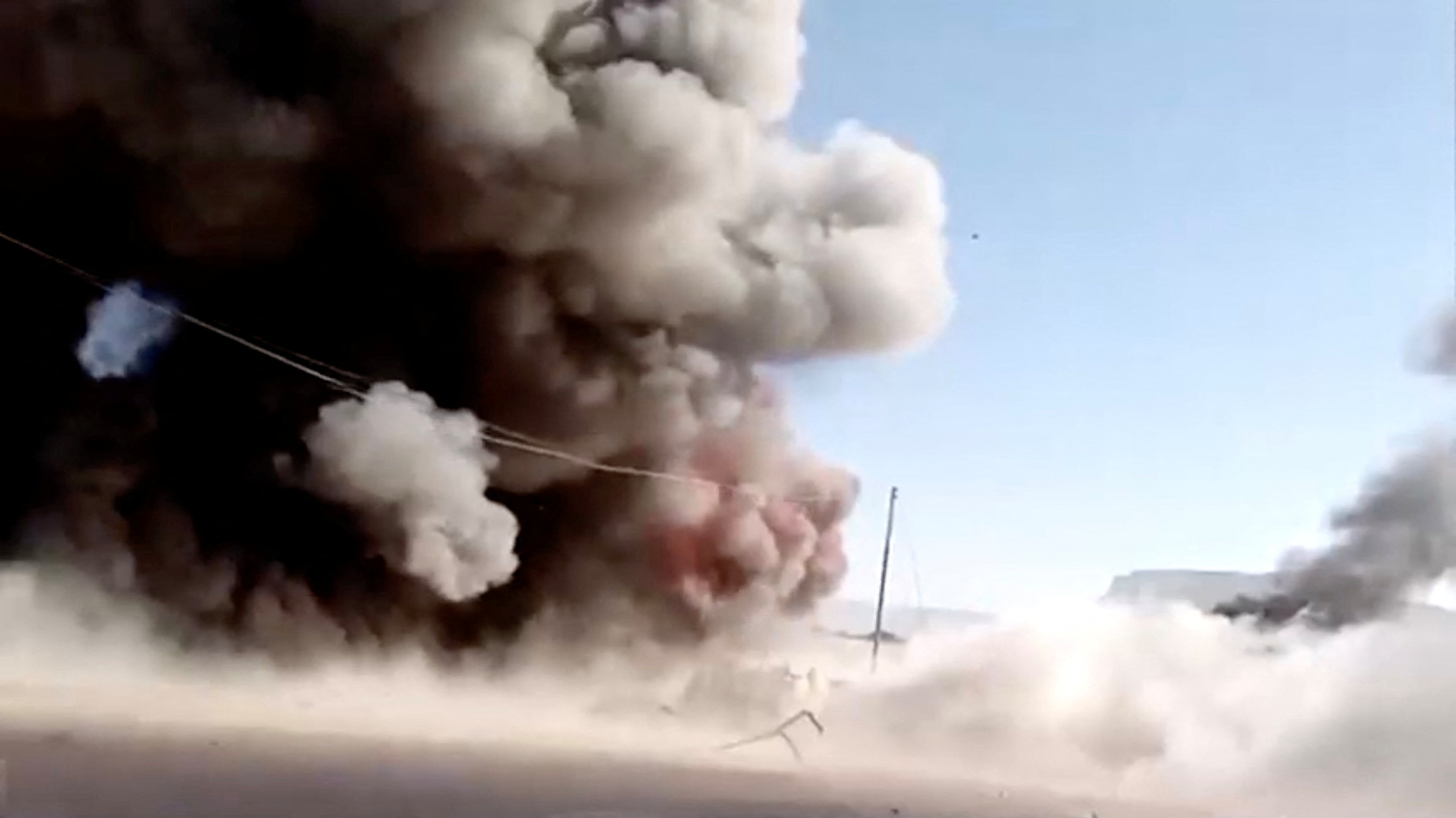 Eyewitness image said to show Saudi strikes targeting Yemeni separatists near Sayoun