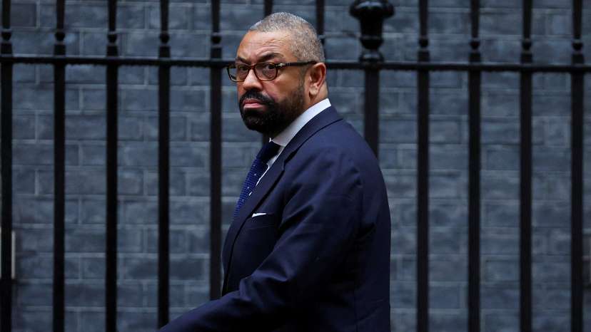 FILE PHOTO: British Home Secretary James Cleverly outside 10 Downing Street in London