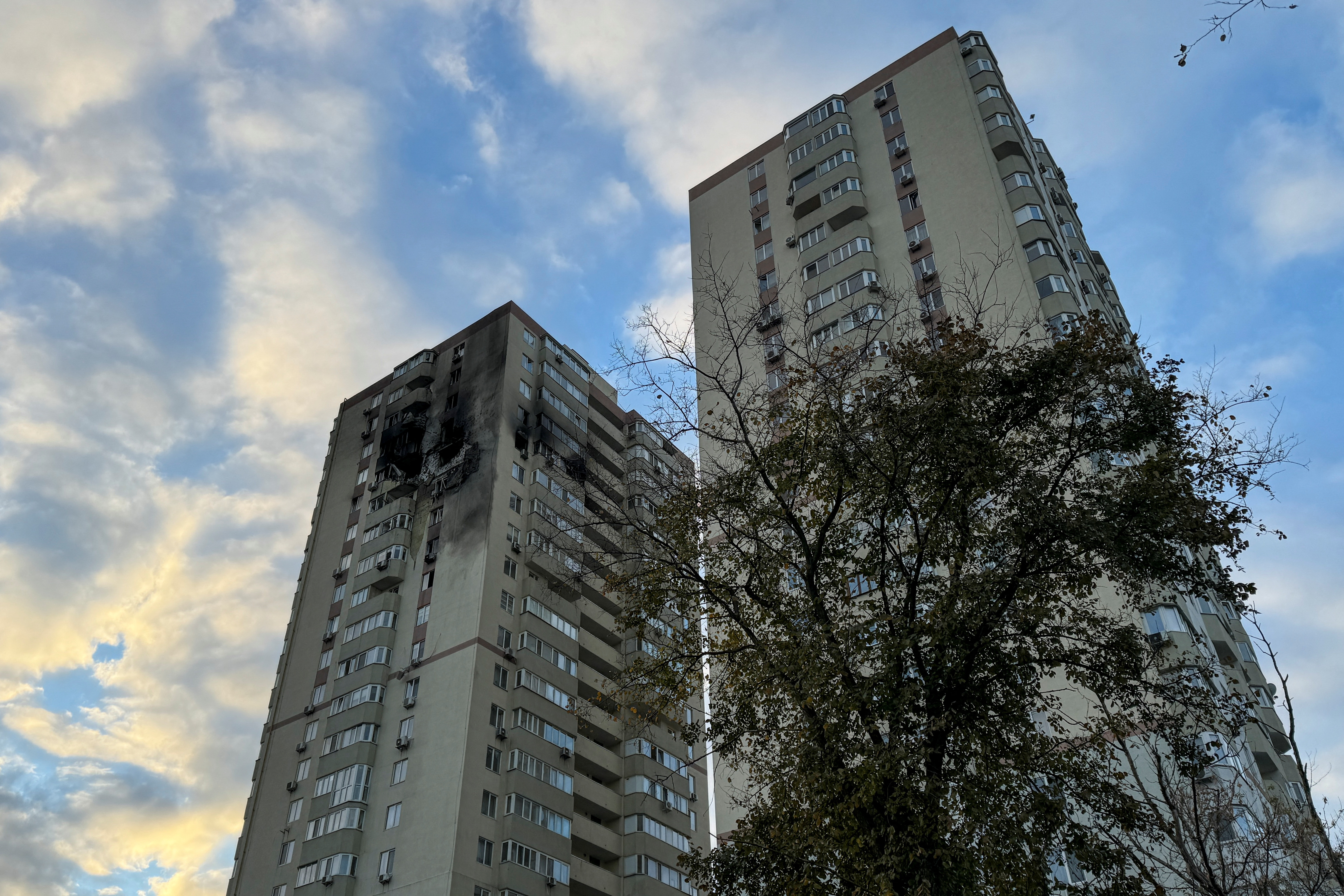 Aftermath of a Russian drone attack in Kyiv