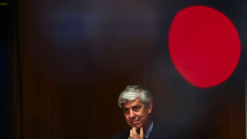Governor of the Bank of Portugal and ECB governing council member Centeno attends a news conference, in Alenquer