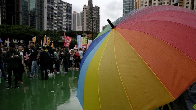 People take part in the annual pride parade in Hong Kong
