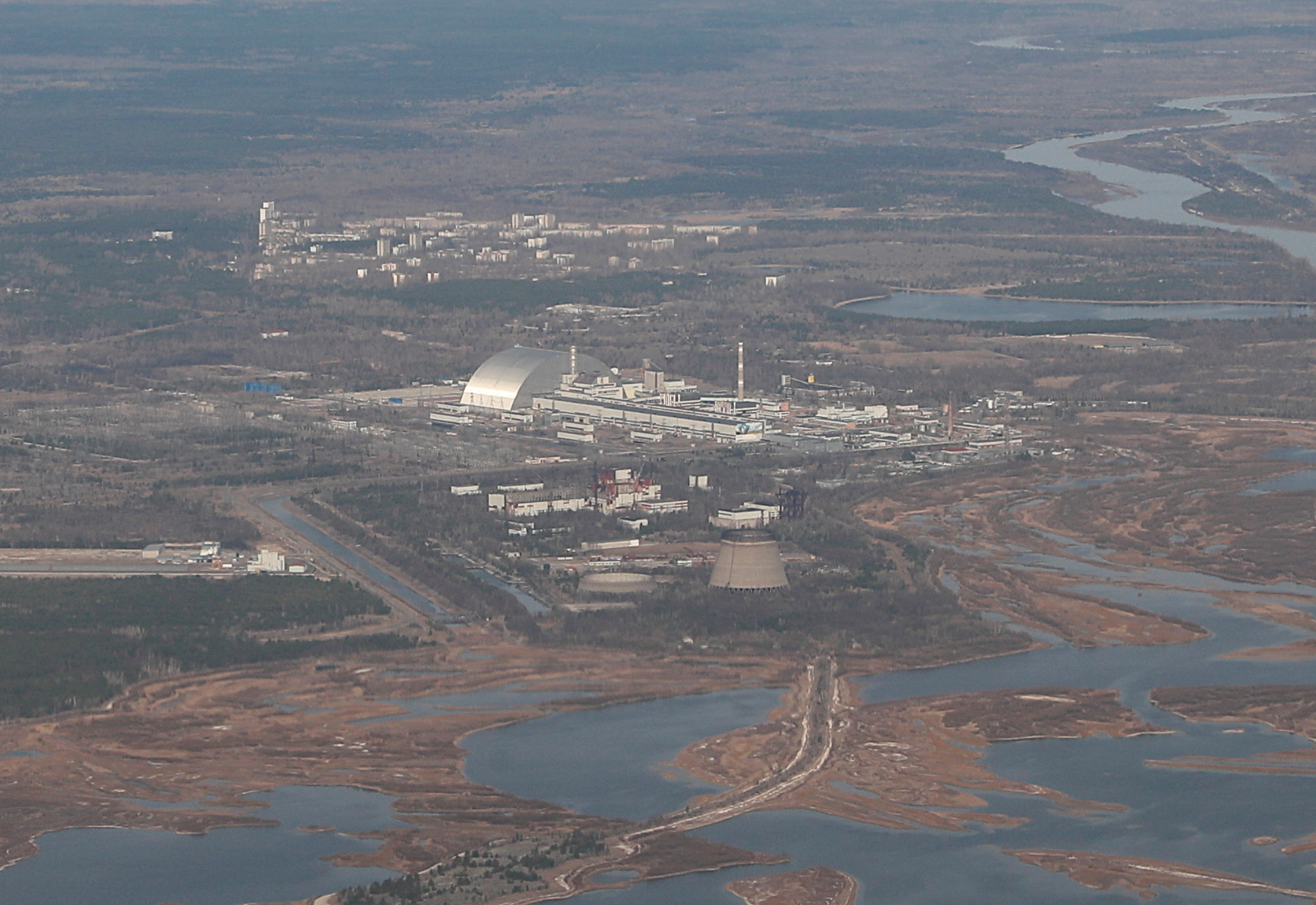 FILE PHOTO: A view shows the Chernobyl Nuclear Power Plant during a tour to the Chernobyl zone